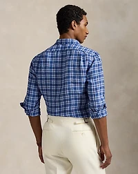 Slim Fit Plaid Linen Shirt
