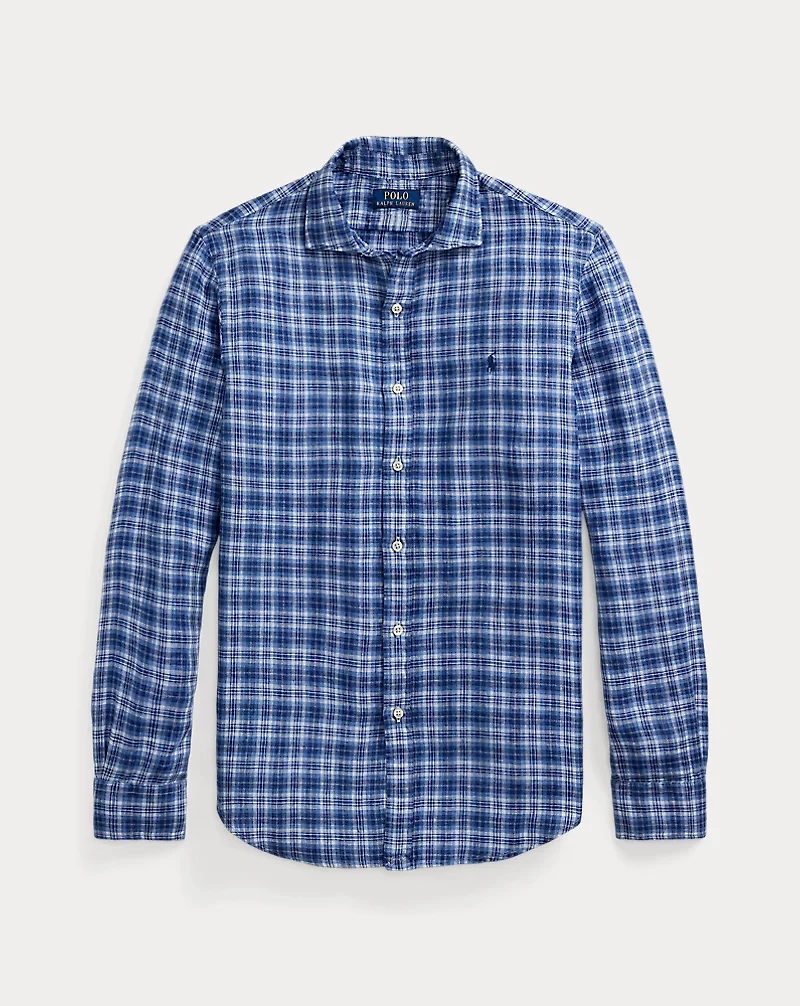 Slim Fit Plaid Linen Shirt