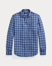 Slim Fit Plaid Linen Shirt