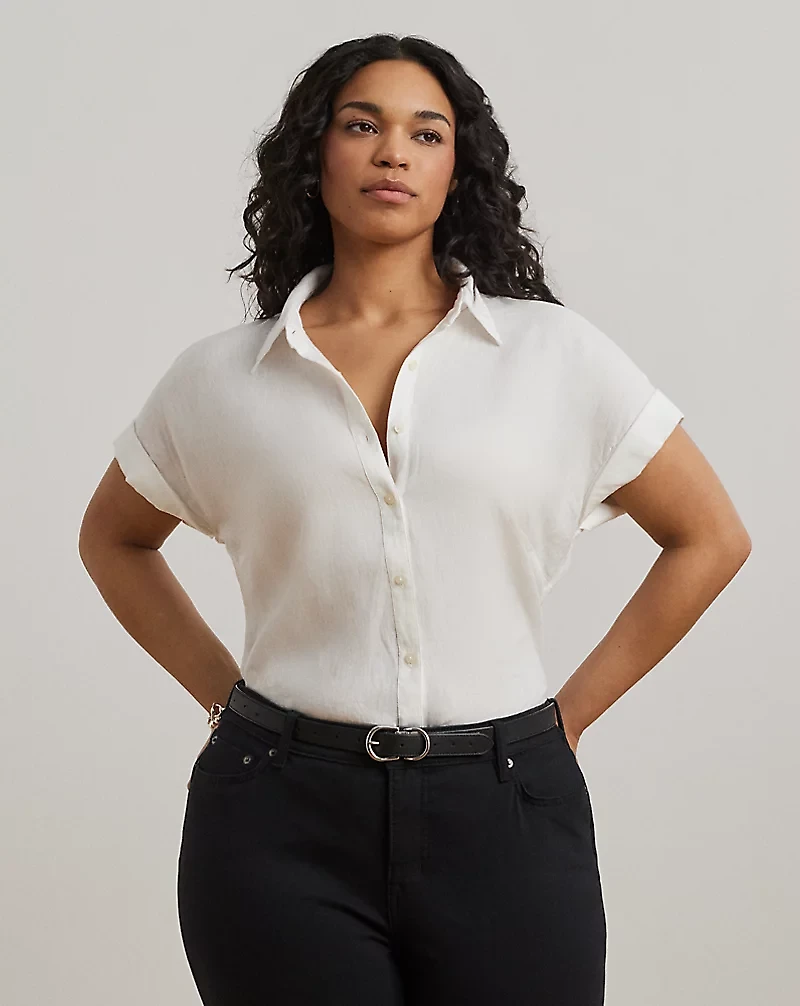 Relaxed Fit Linen Short-Sleeve Shirt