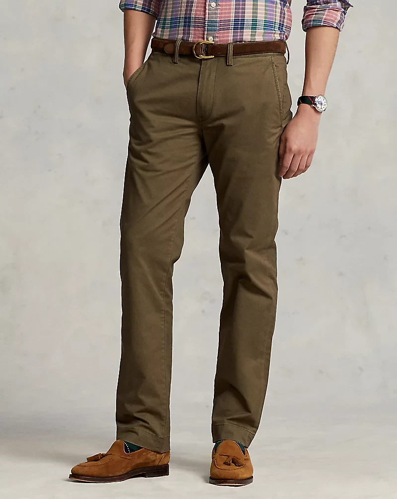 Stretch Straight Fit Washed Chino Pant