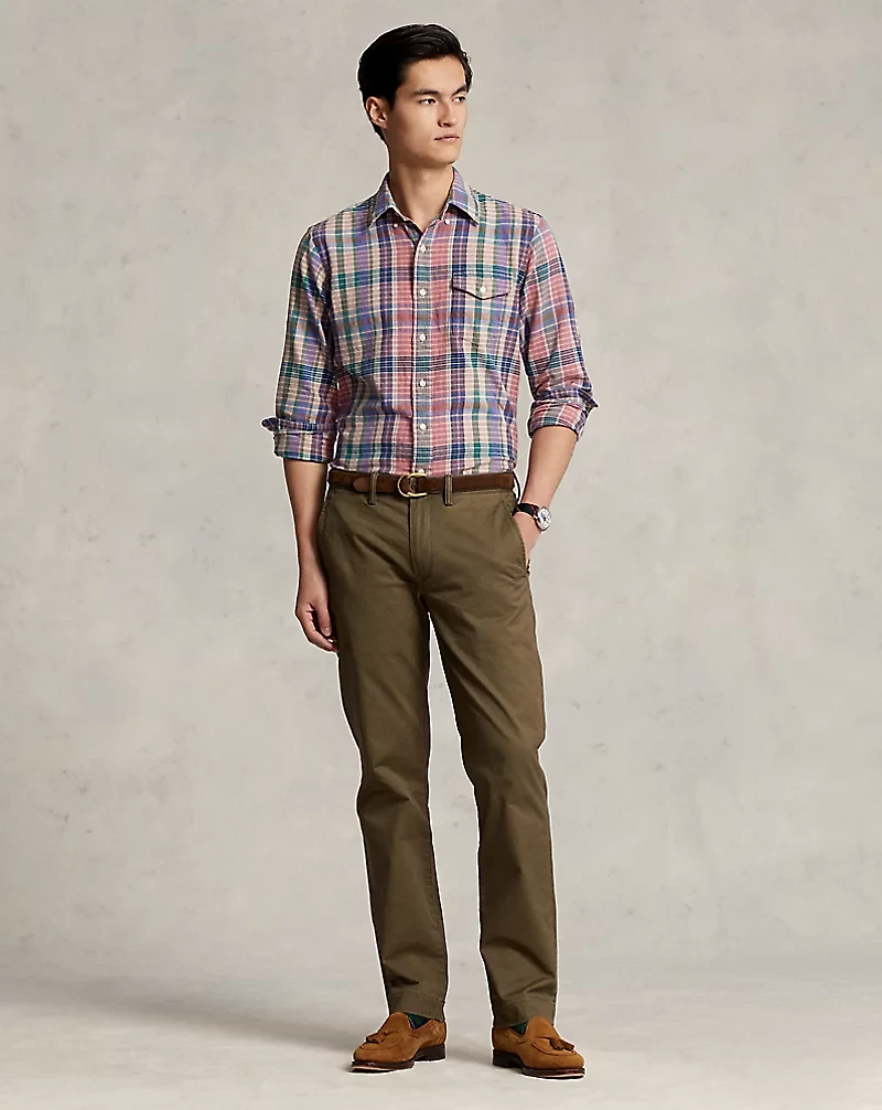 Stretch Straight Fit Washed Chino Pant