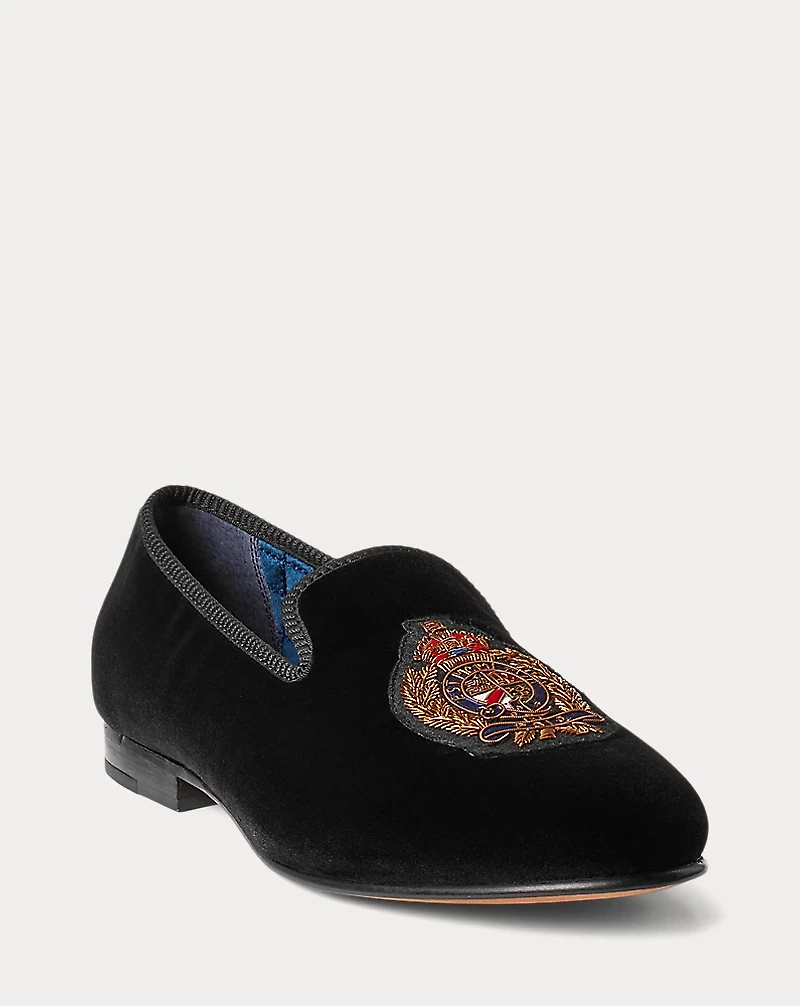Paxton Crest Velvet Slipper