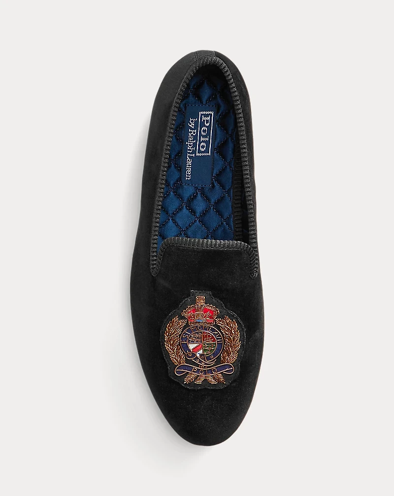 Paxton Crest Velvet Slipper