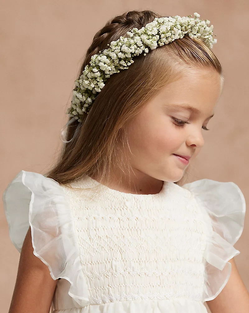 Smocked Silk Organza Dress