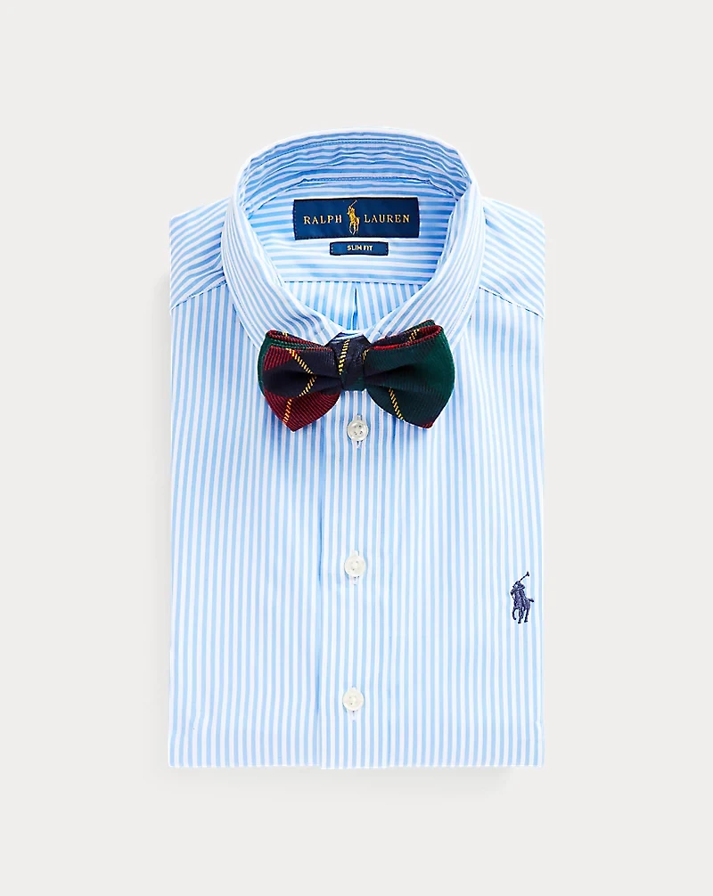 Slim Fit Striped Cotton Dress Shirt