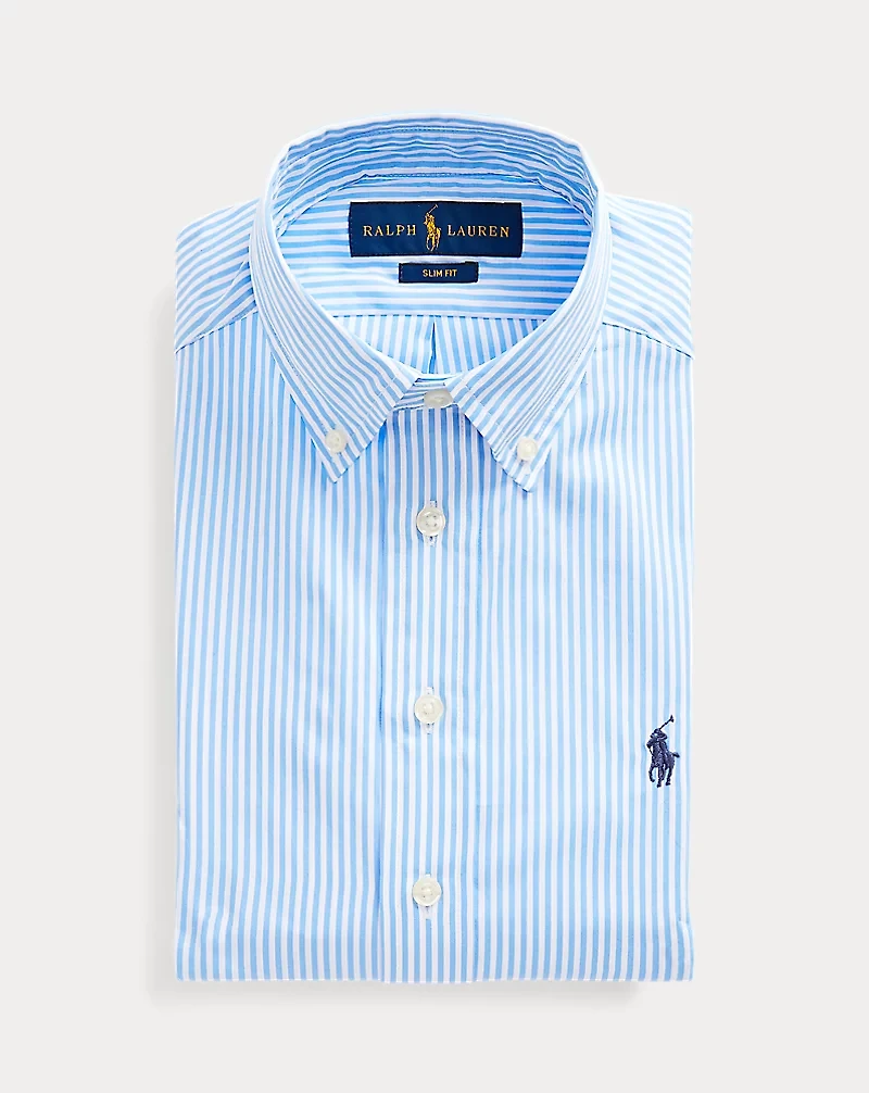 Slim Fit Striped Cotton Dress Shirt