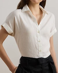 Relaxed Fit Linen Short-Sleeve Shirt