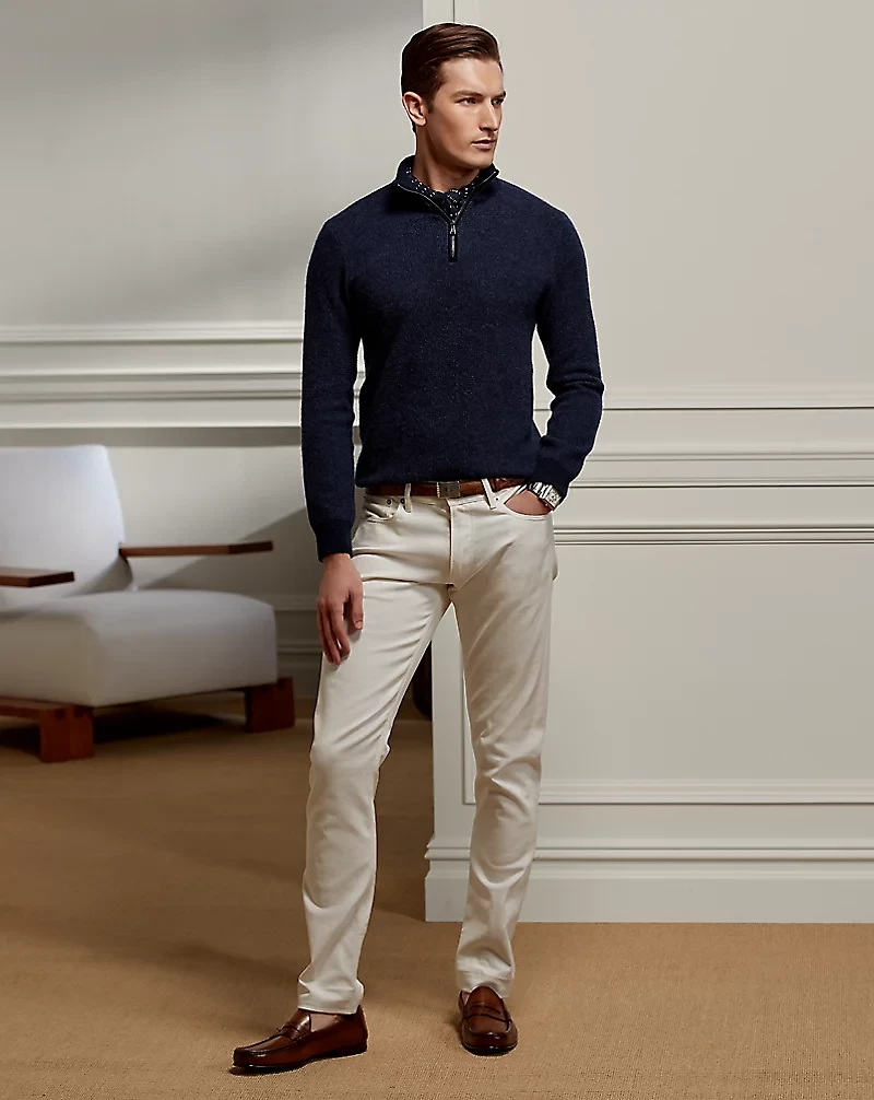 Cashmere Birdseye Quarter-Zip Sweater