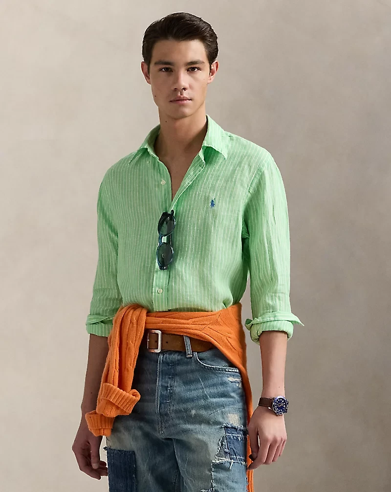 Custom Fit Striped Linen Shirt