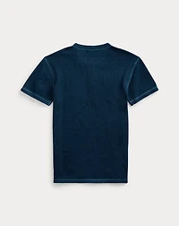 Waffle-Knit Short-Sleeve Henley Shirt
