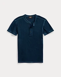 Waffle-Knit Short-Sleeve Henley Shirt