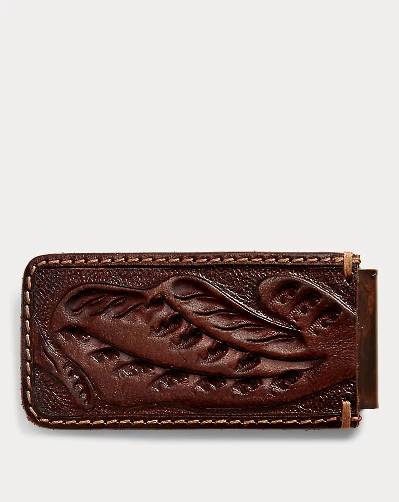 Hand-Tooled Leather Money Clip