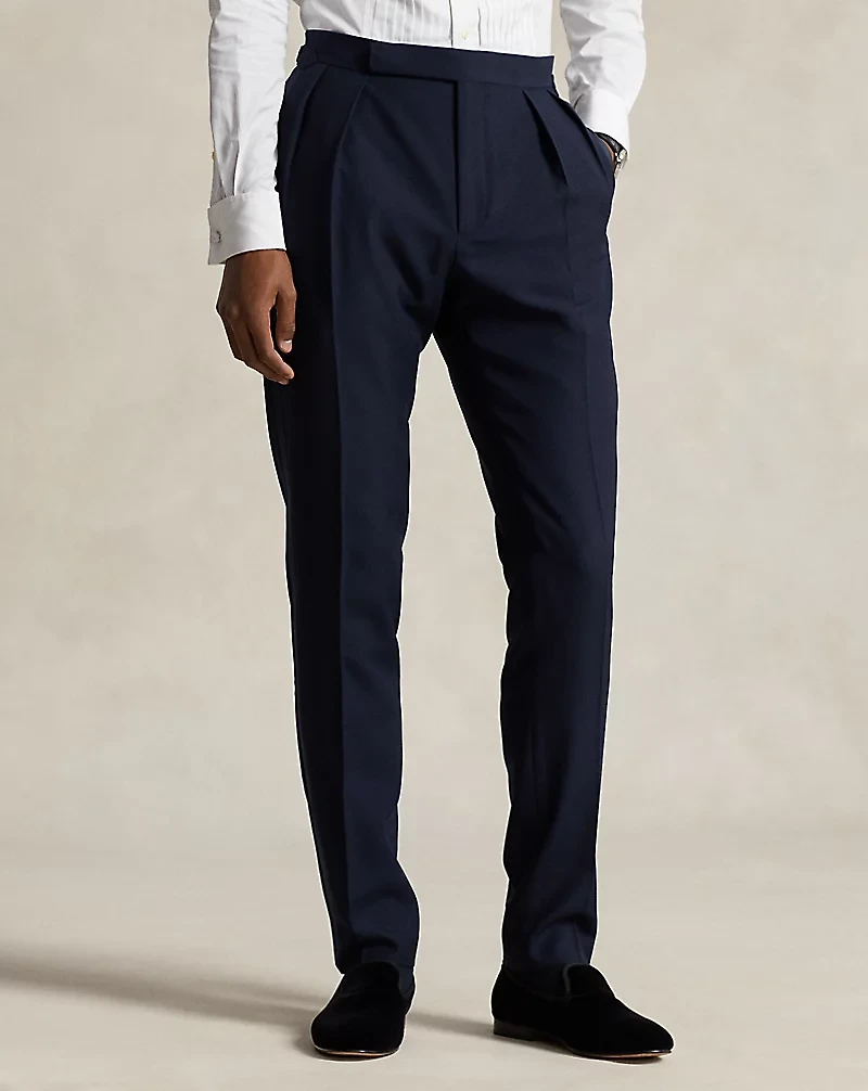 Pleated Barathea Tuxedo Trouser