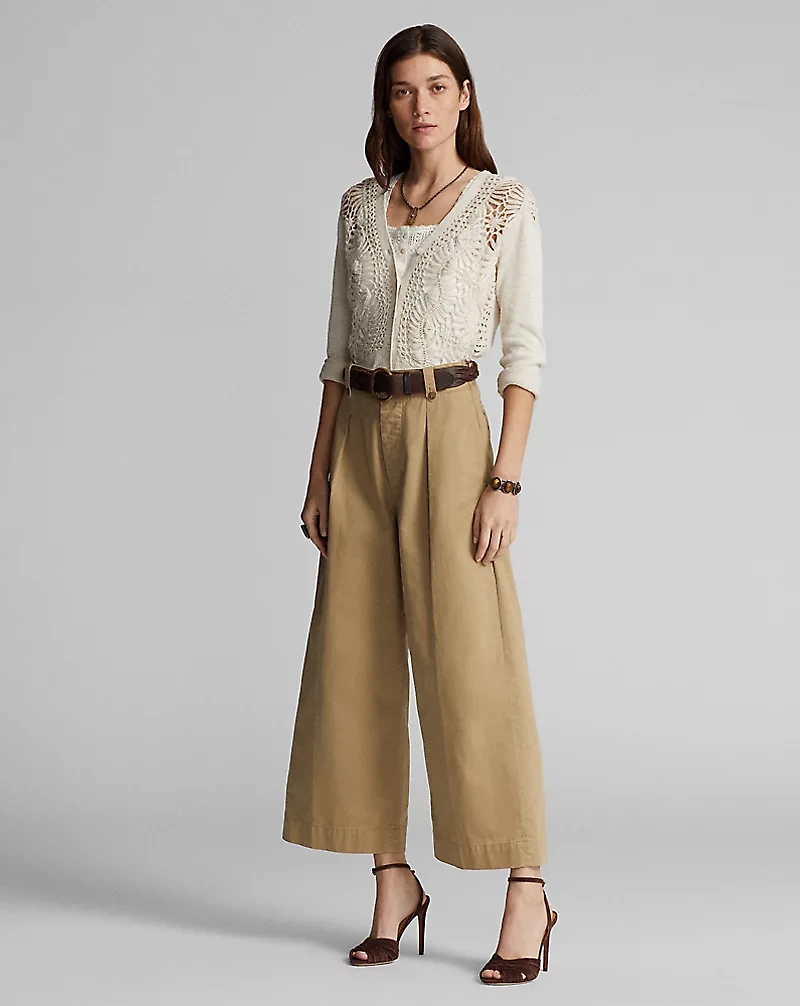 Cropped Cotton Wide-Leg Pant