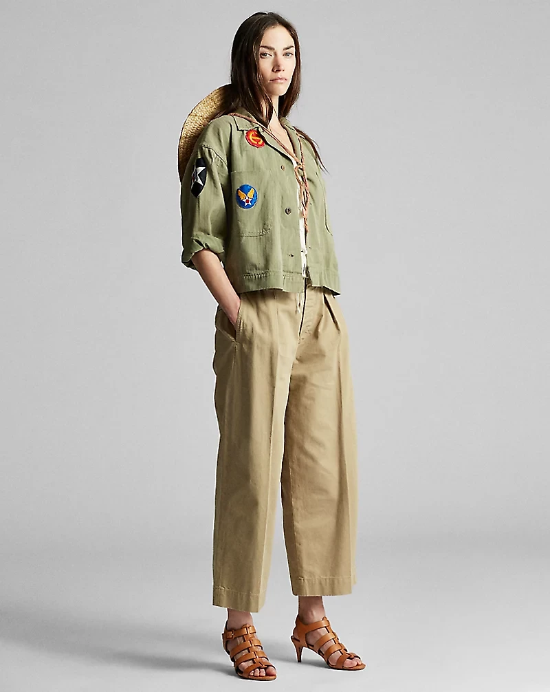 Cropped Cotton Wide-Leg Pant
