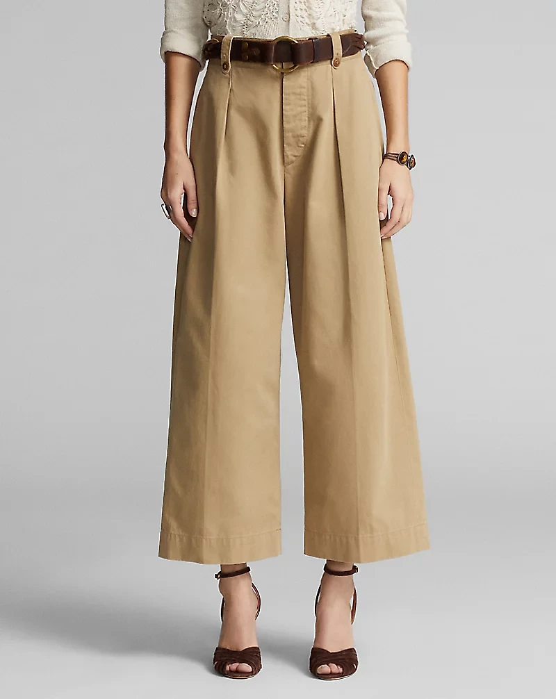 Cropped Cotton Wide-Leg Pant