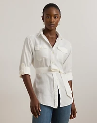 Relaxed Fit Belted Linen Shirt