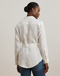 Relaxed Fit Belted Linen Shirt