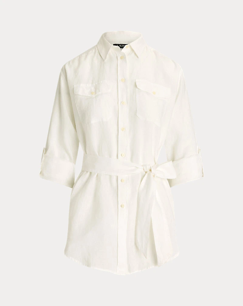 Relaxed Fit Belted Linen Shirt