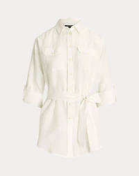 Relaxed Fit Belted Linen Shirt
