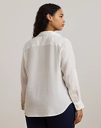 Relaxed Fit Linen Roll Tab–Sleeve Shirt