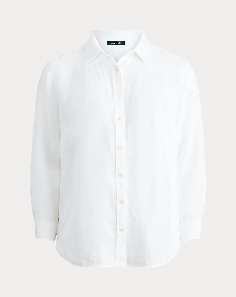 Relaxed Fit Linen Roll Tab–Sleeve Shirt