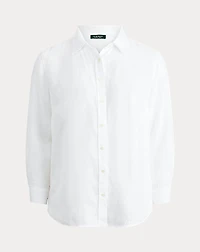 Relaxed Fit Linen Roll Tab–Sleeve Shirt