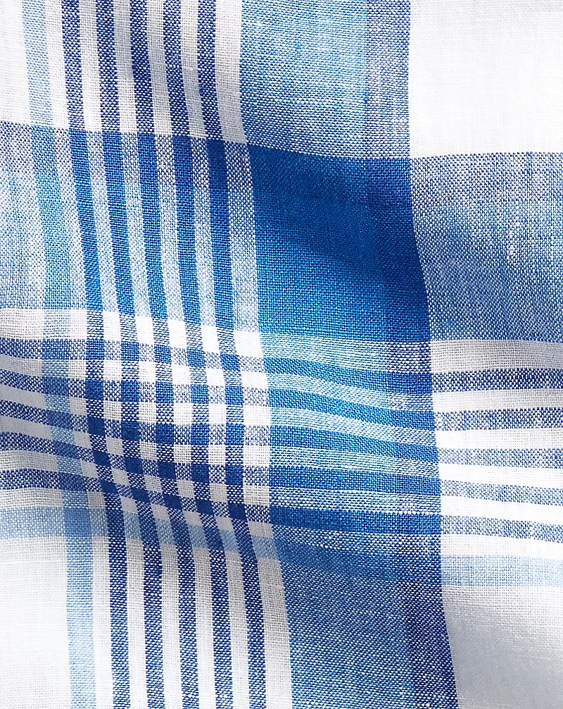 Classic Fit Plaid Linen Shirt