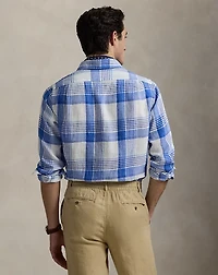 Classic Fit Plaid Linen Shirt