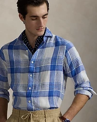 Classic Fit Plaid Linen Shirt