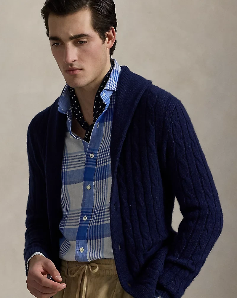 Classic Fit Plaid Linen Shirt