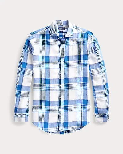 Classic Fit Plaid Linen Shirt