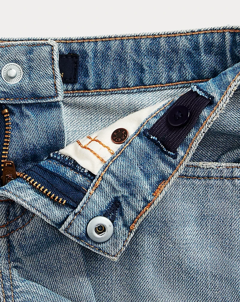 Frayed Cotton Denim Short