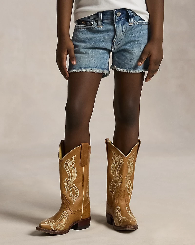 Frayed Cotton Denim Short