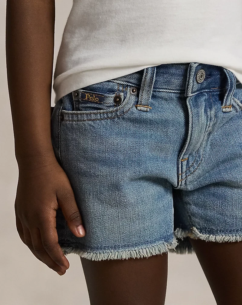 Frayed Cotton Denim Short