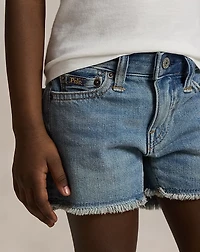 Frayed Cotton Denim Short