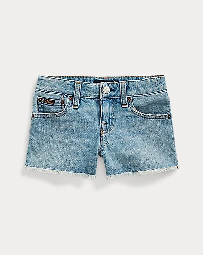 Frayed Cotton Denim Short