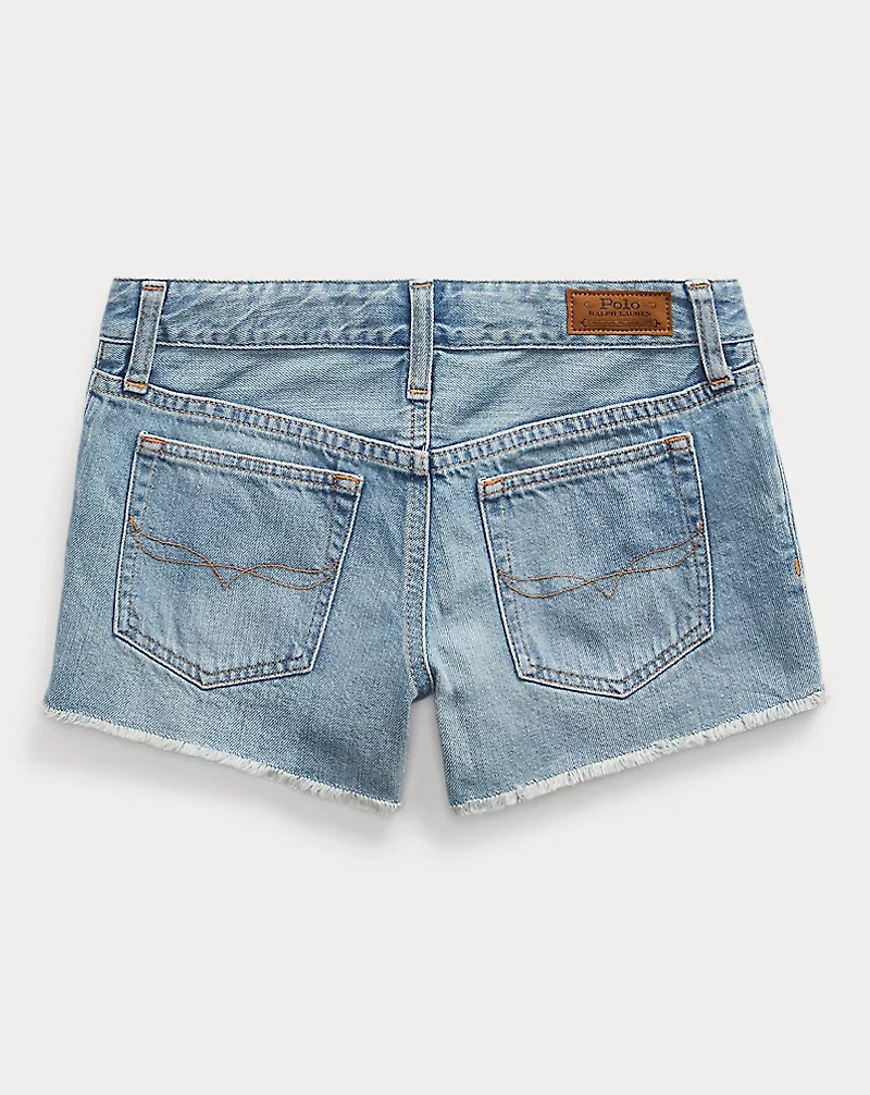 Frayed Cotton Denim Short