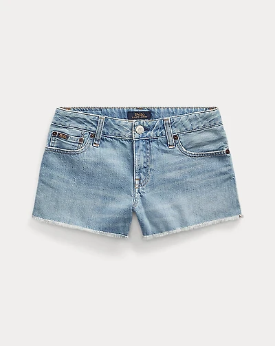 Frayed Cotton Denim Short
