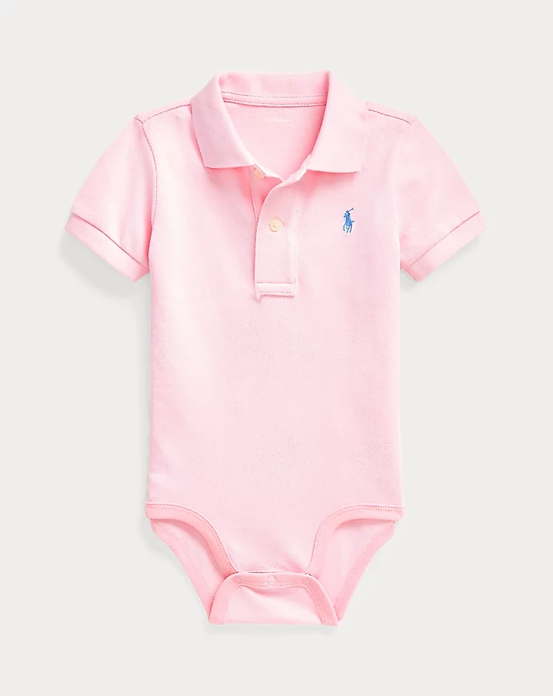 Cotton Mesh Polo Bodysuit