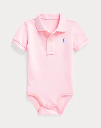 Cotton Mesh Polo Bodysuit