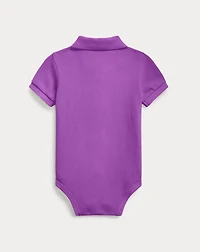 Cotton Mesh Polo Bodysuit
