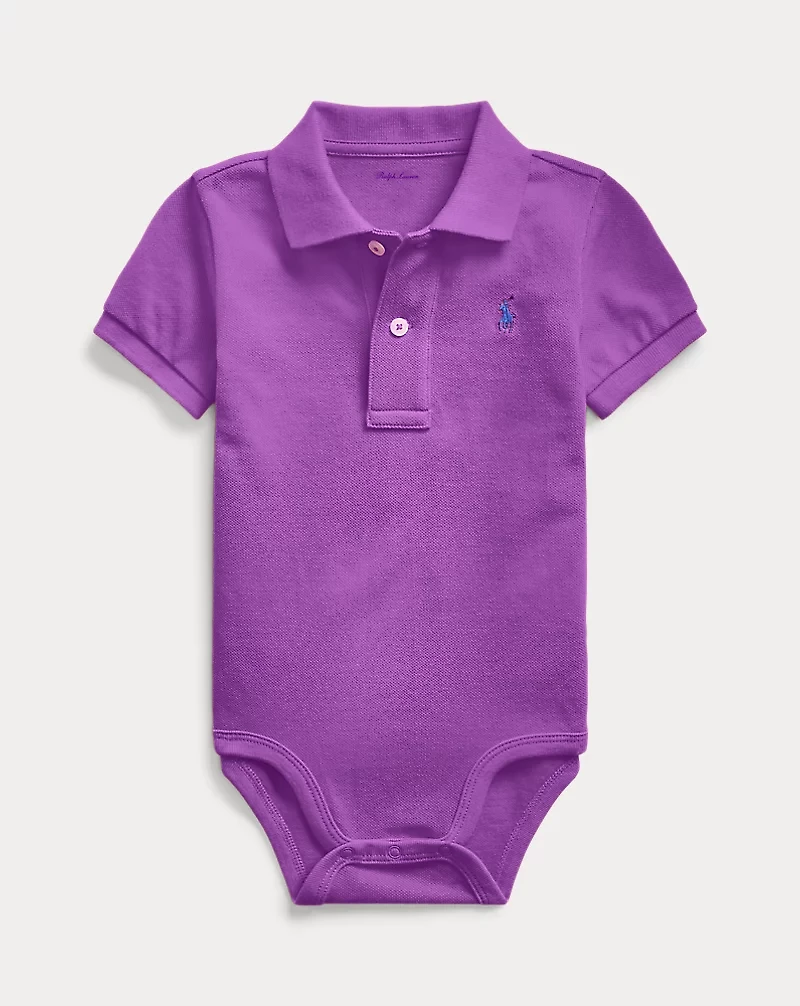 Cotton Mesh Polo Bodysuit