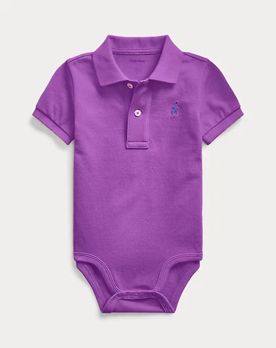 Cotton Mesh Polo Bodysuit