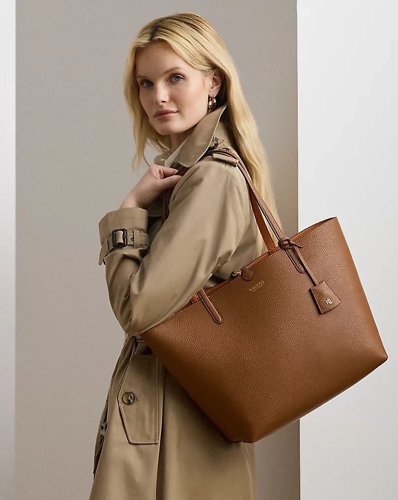 Faux-Leather Reversible Tote Bag