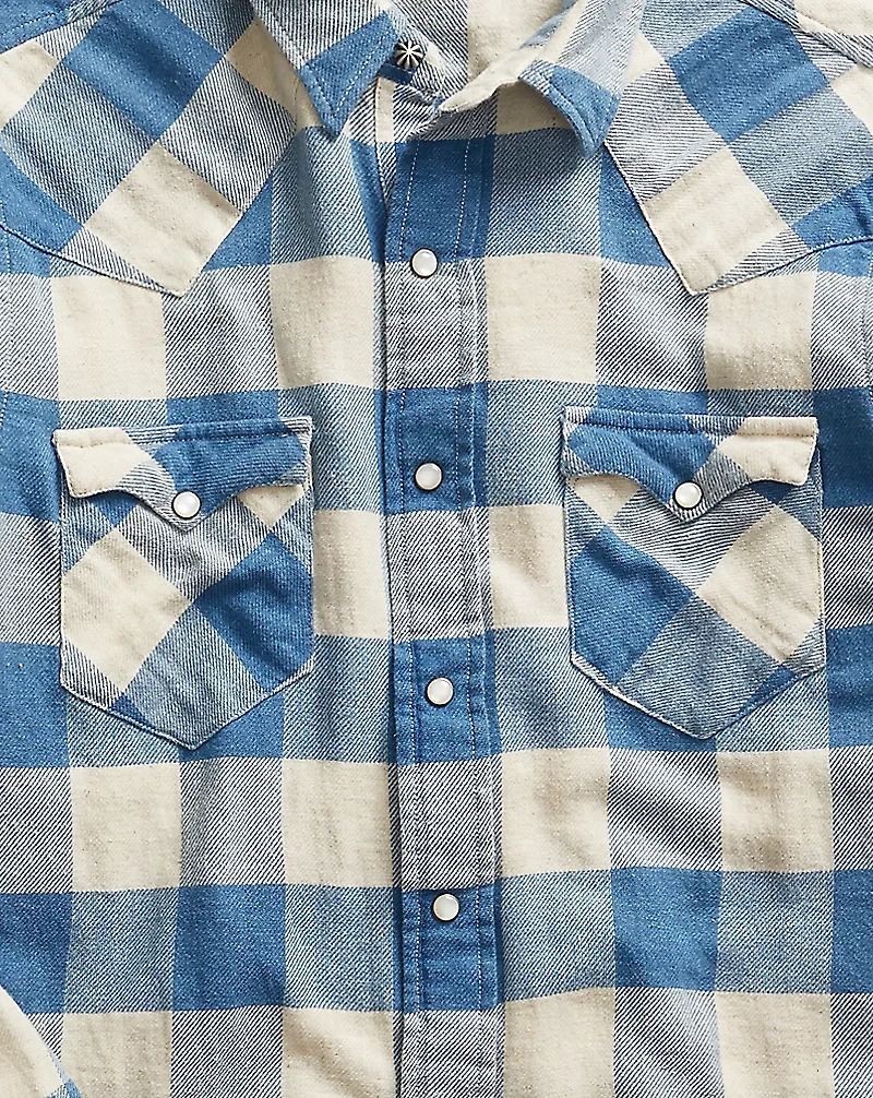 Slim Fit Plaid Twill Western Shirt