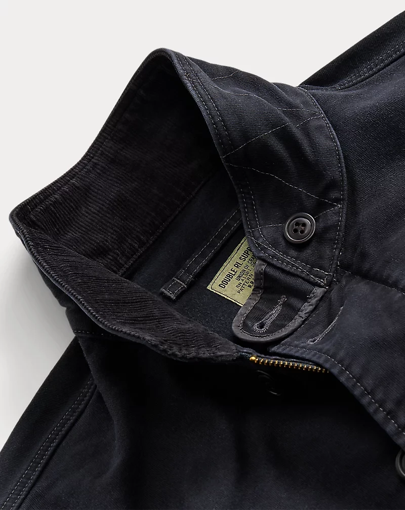 Corduroy-Collar Cotton Deck Jacket