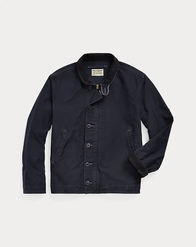 Corduroy-Collar Cotton Deck Jacket