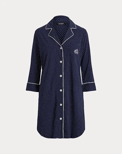 Polka-Dot Cotton Sleep Shirt